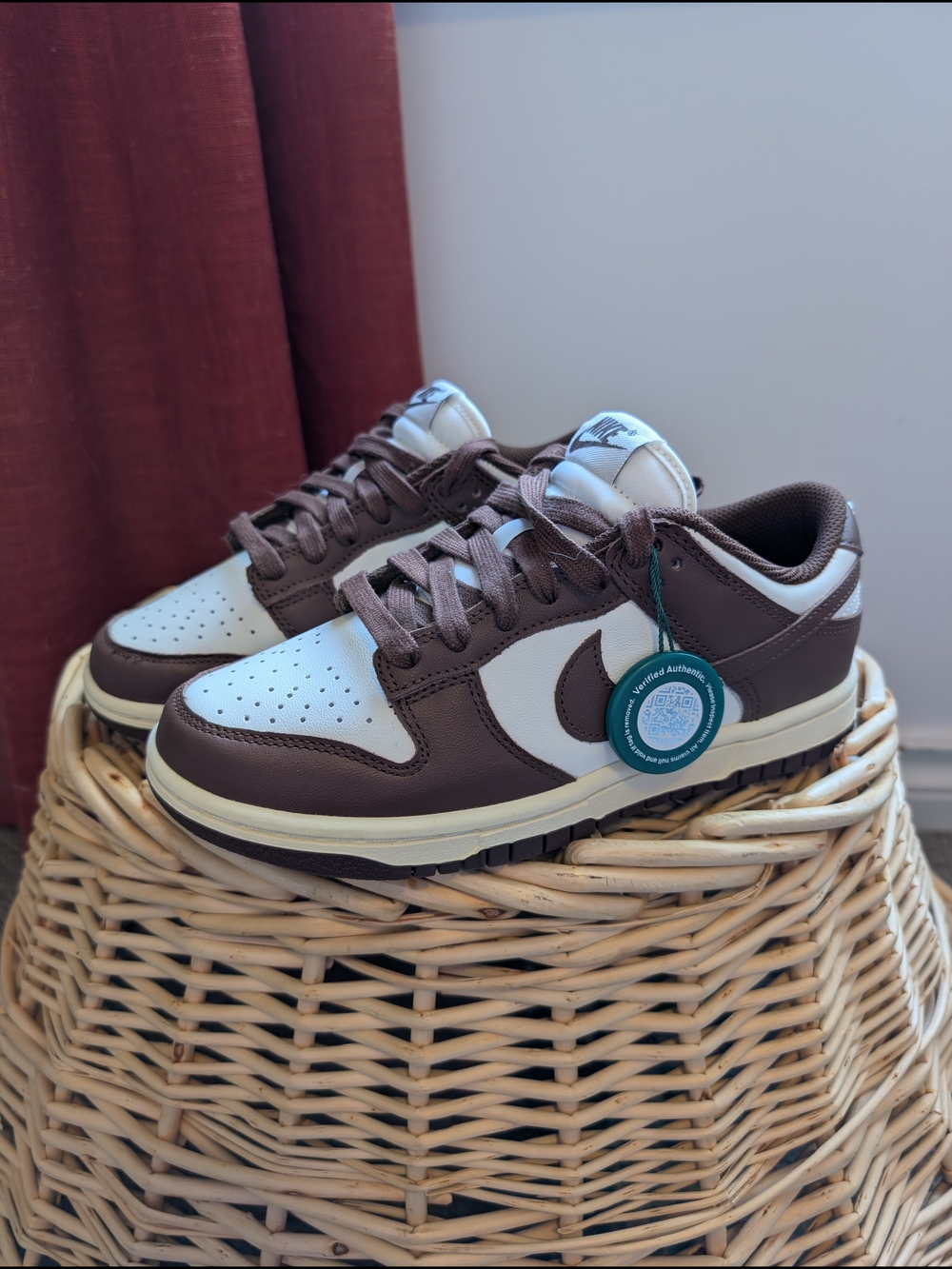 Nike Brown and White Low-Top Sneakers with Cream Accents